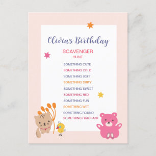 Kids Birthday Scavenger Hunt Game Postcard