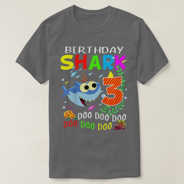 Kids Birthday Shark 3 Years Old Boys and Girls 3rd T-Shirt (Design Front)
