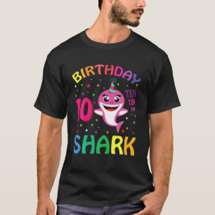 Kids Birthday Shark Funny 10 Years Old Gifts Ideas T-Shirt