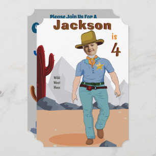 Kids Birthday Sheriff Add Face Invitation