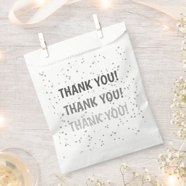 Kid's Birthday Silver Glitter Favour Bag (Clipped)