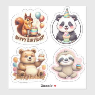 Kids Birthday Stickers, Animal Birthday Stickers