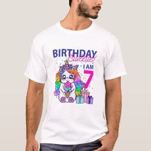 Kids Birthday Sweetie (7Th Birthday Unicorn Theme) T-Shirt