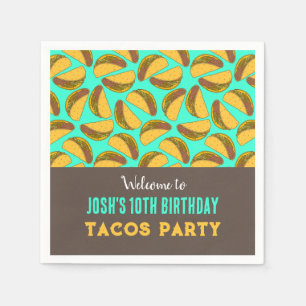 Kids Birthday Tacos Patterned Party Napkin