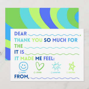 Kids Birthday Thank You Cards   Fill In The Blank 