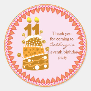 kids Birthday Thank You Stickers: Birthday Cake Classic Round Sticker