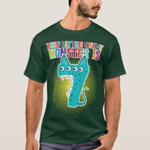 Kids Birthday This Little Candy Monster Is 7 Years T-Shirt