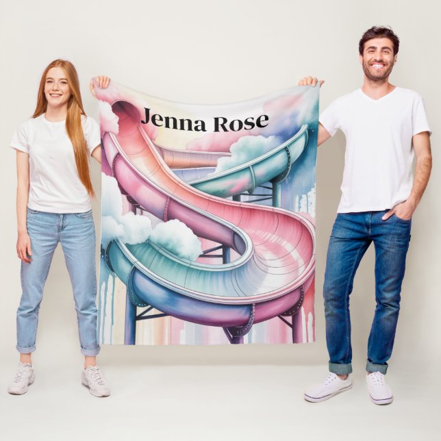 Kids’ Birthday Waterslide Party Gift Fleece Blanket (In Situ)