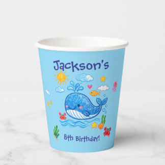Kids Birthday Whale Theme Summer Party Paper Cups
