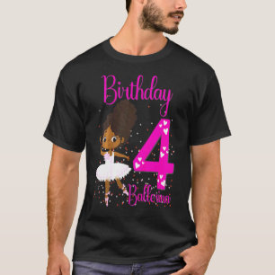 Kids Black Ballerina 4th Birthday Party Theme 4 Ye T-Shirt