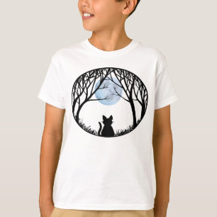Kid's Black Cat T-shirt Spooky Fat Cat Kid's Tee