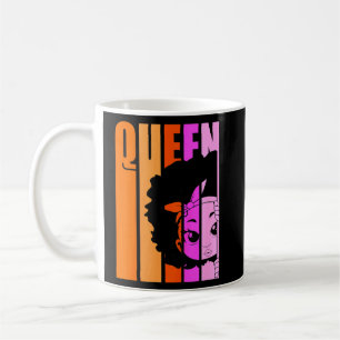 Kids Black Girl Queen Retro Pink Afro Hair Inspira Coffee Mug