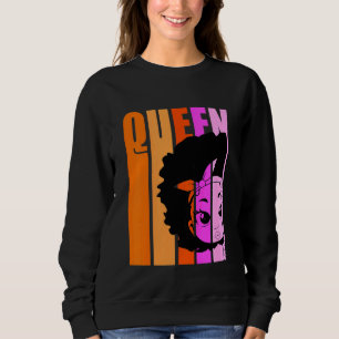 Kids Black Girl Queen Retro Pink Afro Hair Inspira Sweatshirt