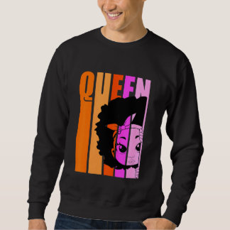 Kids Black Girl Queen Retro Pink Afro Hair Inspira Sweatshirt