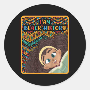 Kids Black History Month Afro Love African America Classic Round Sticker