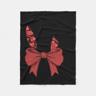 Kids Black Lace Bow Rabbit Ears Easter Bunny Boys Fleece Blanket