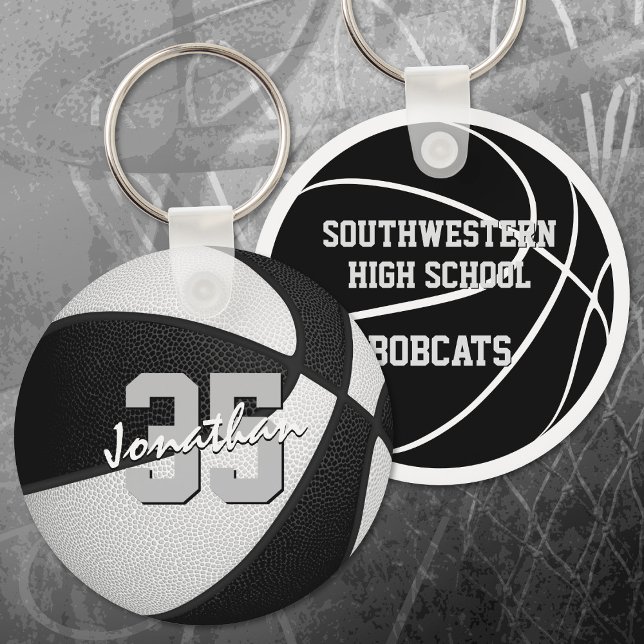 kids black white personalised basketball key ring (Creator Uploaded)