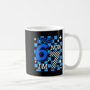 Kids Blue Checkered I Was 6 Now I'm 7 Birthday Boy Coffee Mug