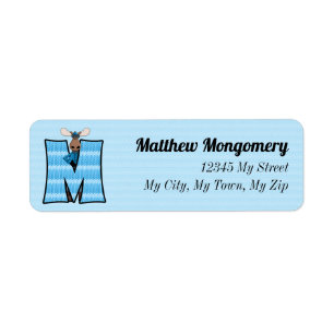 Kid's Blue Moose Monogram M Address Return Address Label