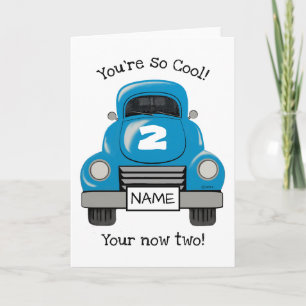 Kids Blue Truck Personalised Birthday Card