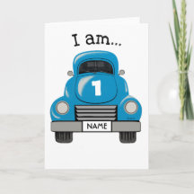 Kids Blue Truck Personalised Name, Birthday Card