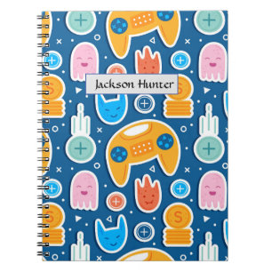 Kids Blue Video Game Pattern  Notebook