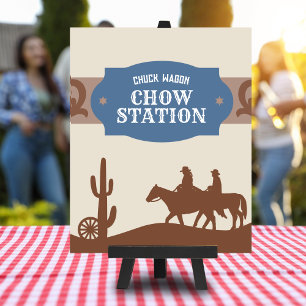 Kids Blue Western "Chuck wagon chow station" Sign