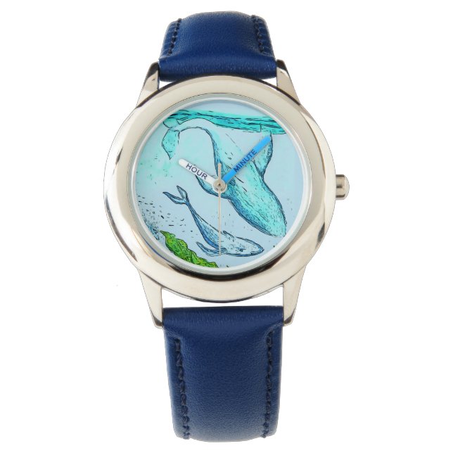 Kids Blue Whale Art Watch (Front)