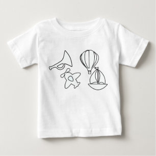 Kids Boats Plane White Baby T-Shirt