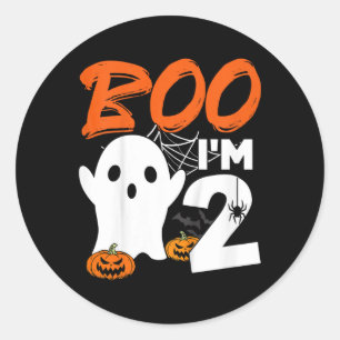 Kids Boo Im 2 Halloween Costume Birthday Party Dec Classic Round Sticker