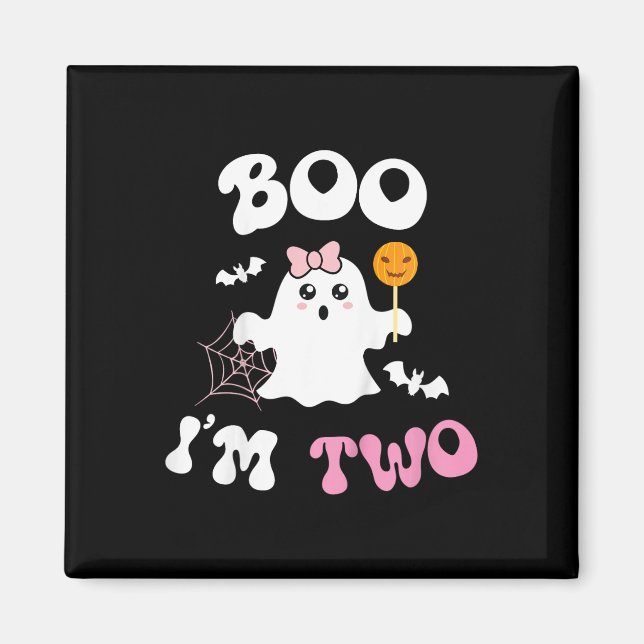 Kids Boo I'm Two Ghost Second 2nd Birthday Groovy  Magnet (Front)