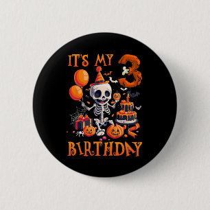 Kids Boo It's My 3rd Birthday Halloween Skeleton 3 6 Cm Round Badge