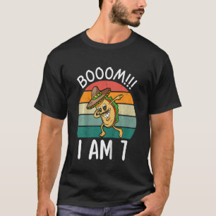 Kids Boom I Am 7 Dabbing Taco Birthday 7 Years Old T-Shirt