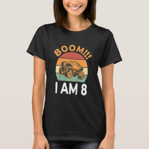 Kids Boom I Am 8 Birthday Boy Celebration Monster T-Shirt