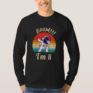 Kids Boom I Am 8 Dabbing Astronaut Boys 8th Birthd T-Shirt