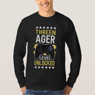 Kids Booom Threenager Level Unlocked Birthday 3 Ye T-Shirt
