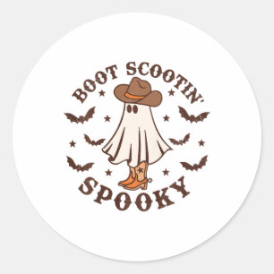 Kids Boot Scootin Spooky Western Halloween Retro F Classic Round Sticker