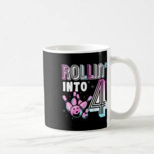 Kids Bowler Rollin’ Into 4 Bowling 4th Birthday Ki Coffee Mug