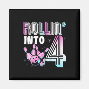 Kids Bowler Rollin’ Into 4 Bowling 4th Birthday Ki Magnet