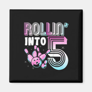 Kids Bowler Rollin’ Into 5 Bowling 5th Birthday Ki Magnet