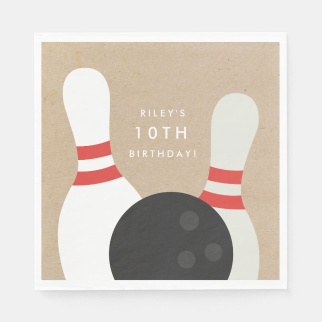 Kids Bowling Birthday Party Napkin (Front)