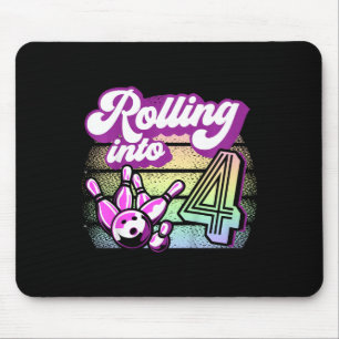 Kids Bowling Party Rolling Into 4 Bowling Birthday Mouse Pad