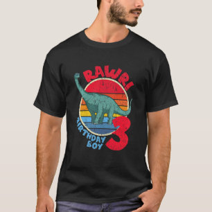 Kids Boy 3rd Birthday I Rawr! Brachiosaurus I Fami T-Shirt