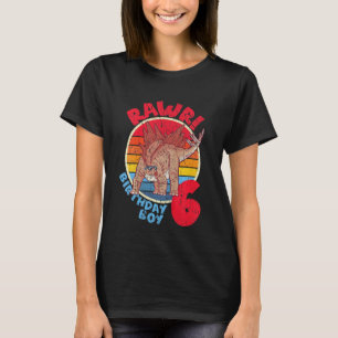 Kids Boy 6th Birthday I Rawr Stegosaurus I Family T-Shirt