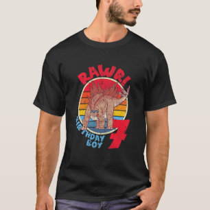 Kids Boy 7th Birthday I Rawr! Stegosaurus I Family T-Shirt