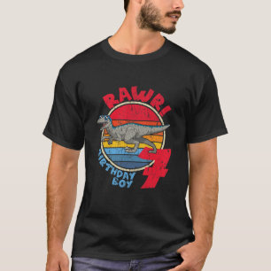 Kids Boy 7Th Birthday I Rawr! Velociraptor I Famil T-Shirt
