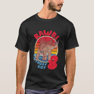 Kids Boy 8Th Birthday I Rawr! Stegosaurus I Family T-Shirt