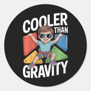 Kids Boy Bouldering Cooler Than Gravity Rock Climb Classic Round Sticker