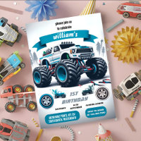 kids boy cars cool monster truck 1st birthday
