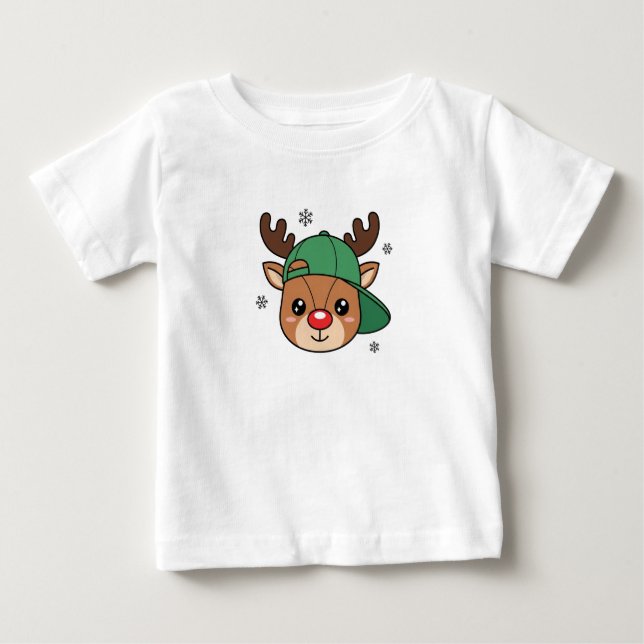 Kids Boy Cool Reindeer Personalized T-Shirt (Front)
